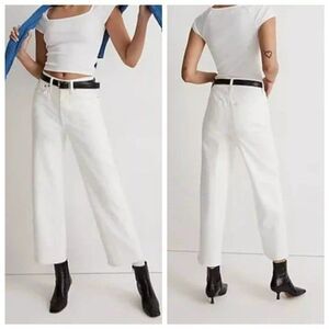 Madewell Size 33T The Tall Perfect Vintage Wide-Leg Crop Jean High Rise White